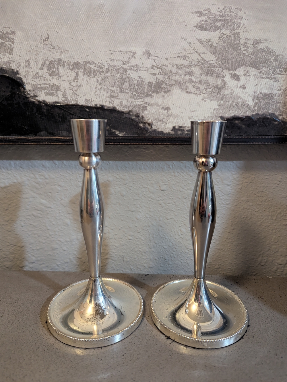 Silver Metal Candlestick Pair - Elegant Home Accents